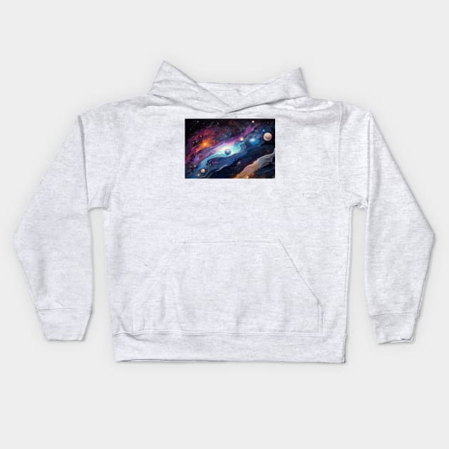 Galactic Nomad Sticker: Ethereal Oil Painting  (336) Kids Hoodie by WASjourney